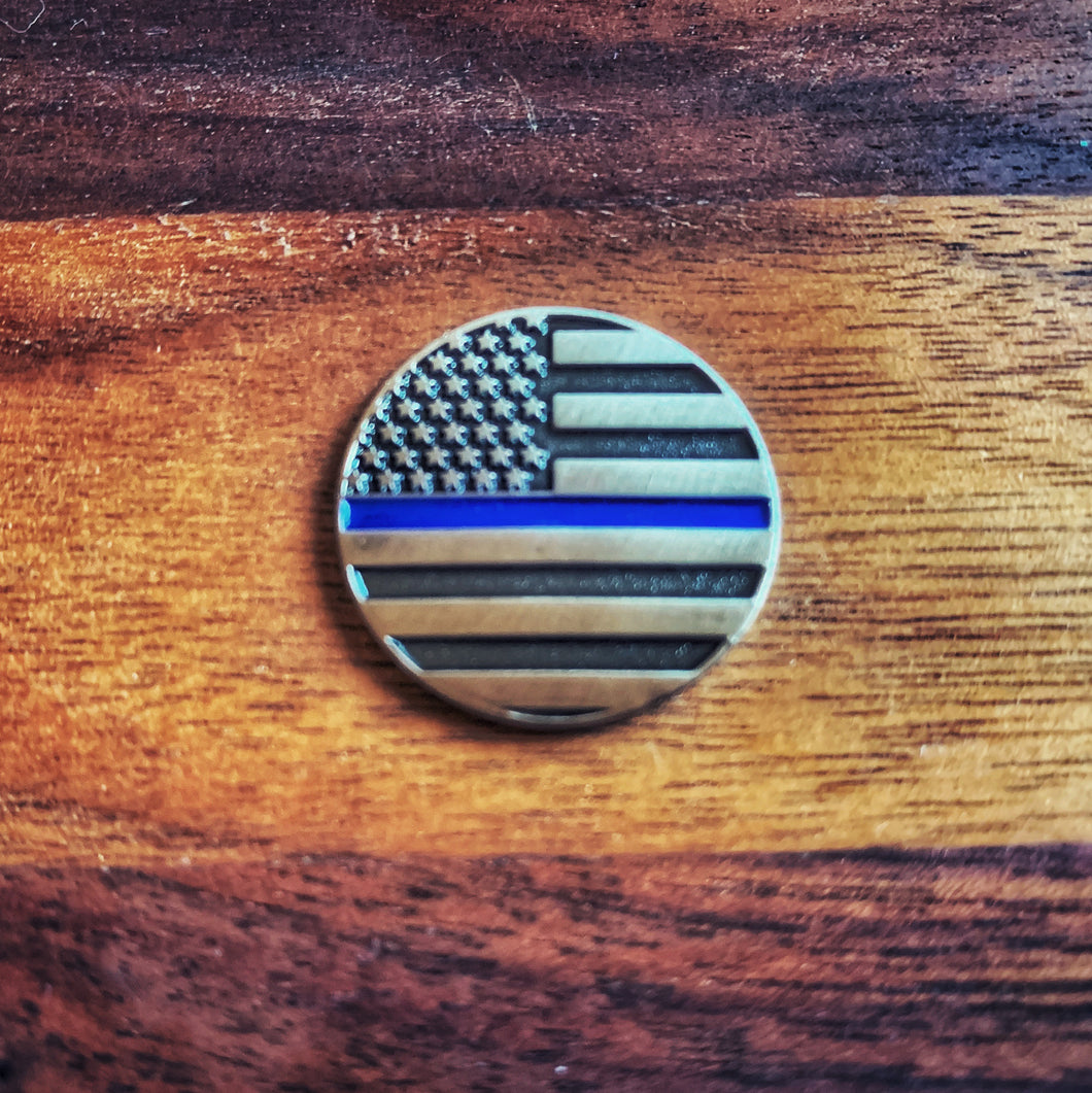 Thin Blue Line Magnetic Golf Ball Marker | Full Metal Markers
