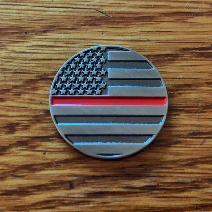 Thin Red Line Magnetic Golf Ball Marker | Full Metal Markers